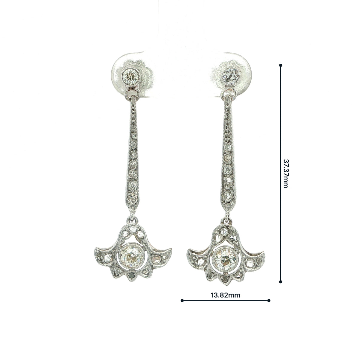 0.80ct Antique Diamond Drop Earrings in 18ct White Gold
