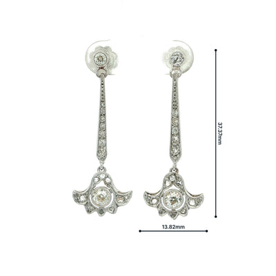 0.80ct Antique Diamond Drop Earrings in 18ct White Gold