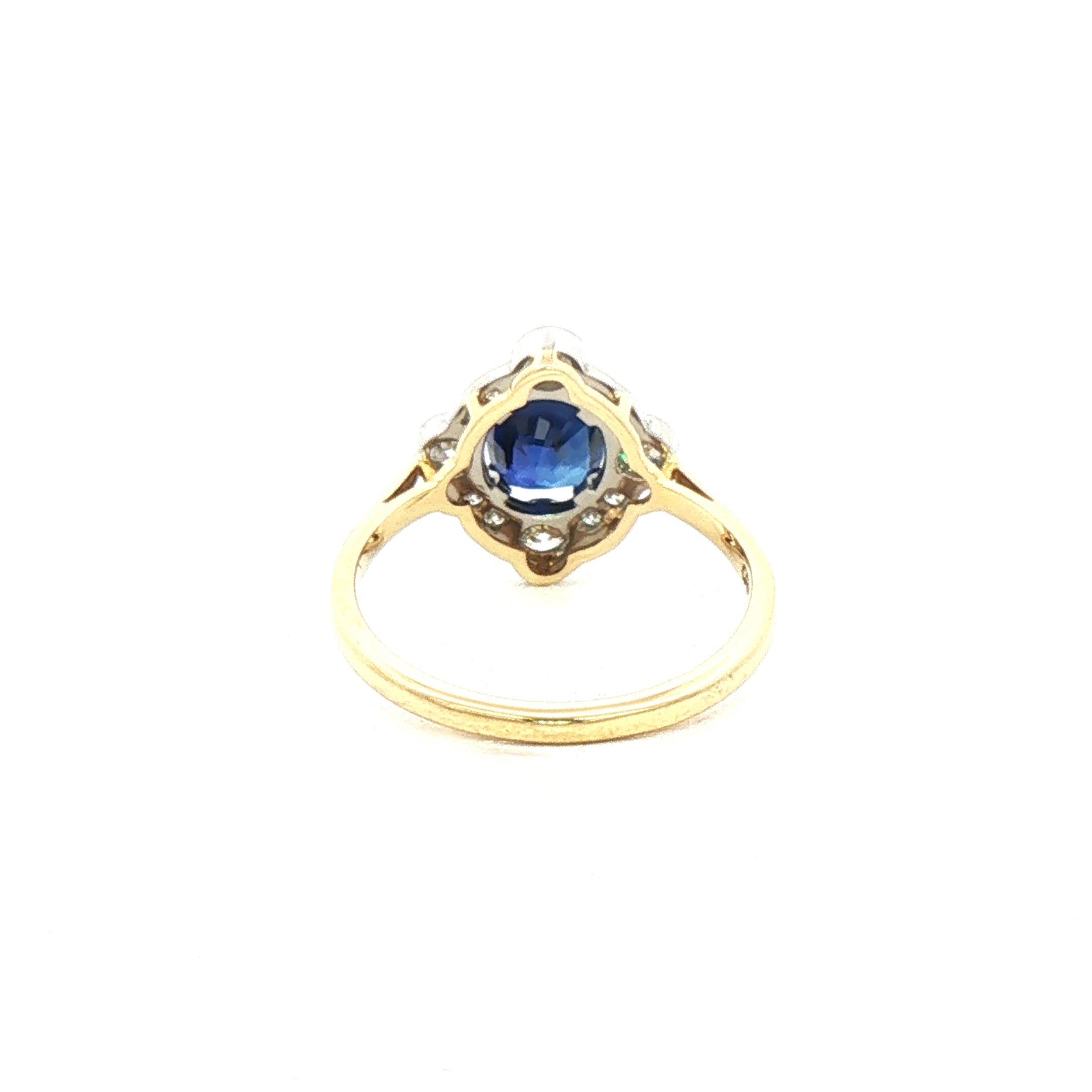 1.36ct Cushion Cut Sapphire & 0.37ct Natural Diamond Multi Stone Halo in 18ct Yellow Gold