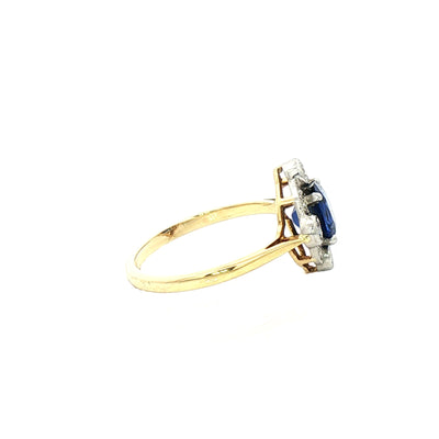 1.36ct Cushion Cut Sapphire & 0.37ct Natural Diamond Multi Stone Halo in 18ct Yellow Gold