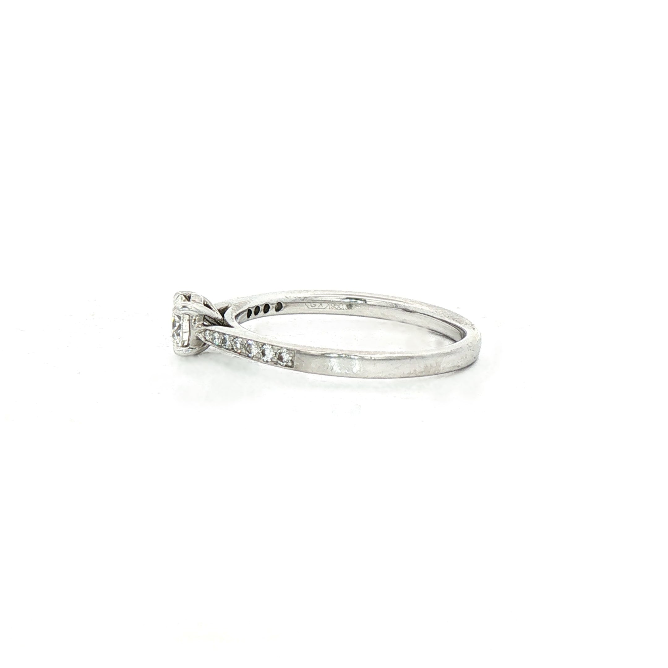 Round Brilliant Cut Natural Diamond Engagement Ring with 18ct White Gold Pavé Shoulders