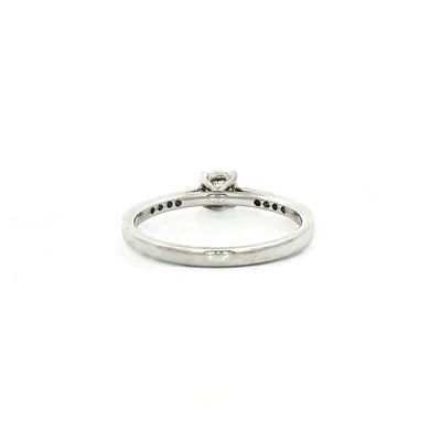 Round Brilliant Cut Natural Diamond Engagement Ring with 18ct White Gold Pavé Shoulders