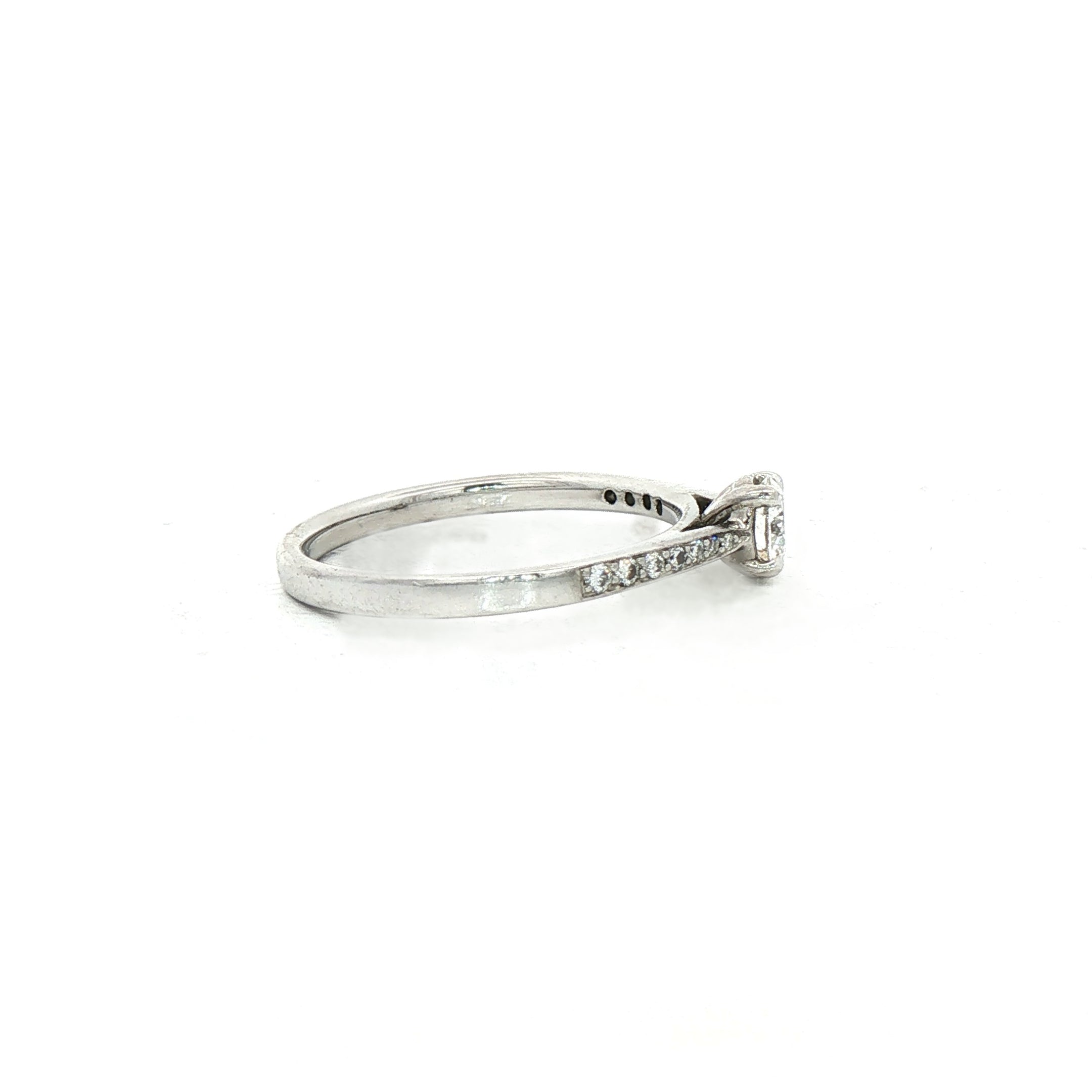 Round Brilliant Cut Natural Diamond Engagement Ring with 18ct White Gold Pavé Shoulders