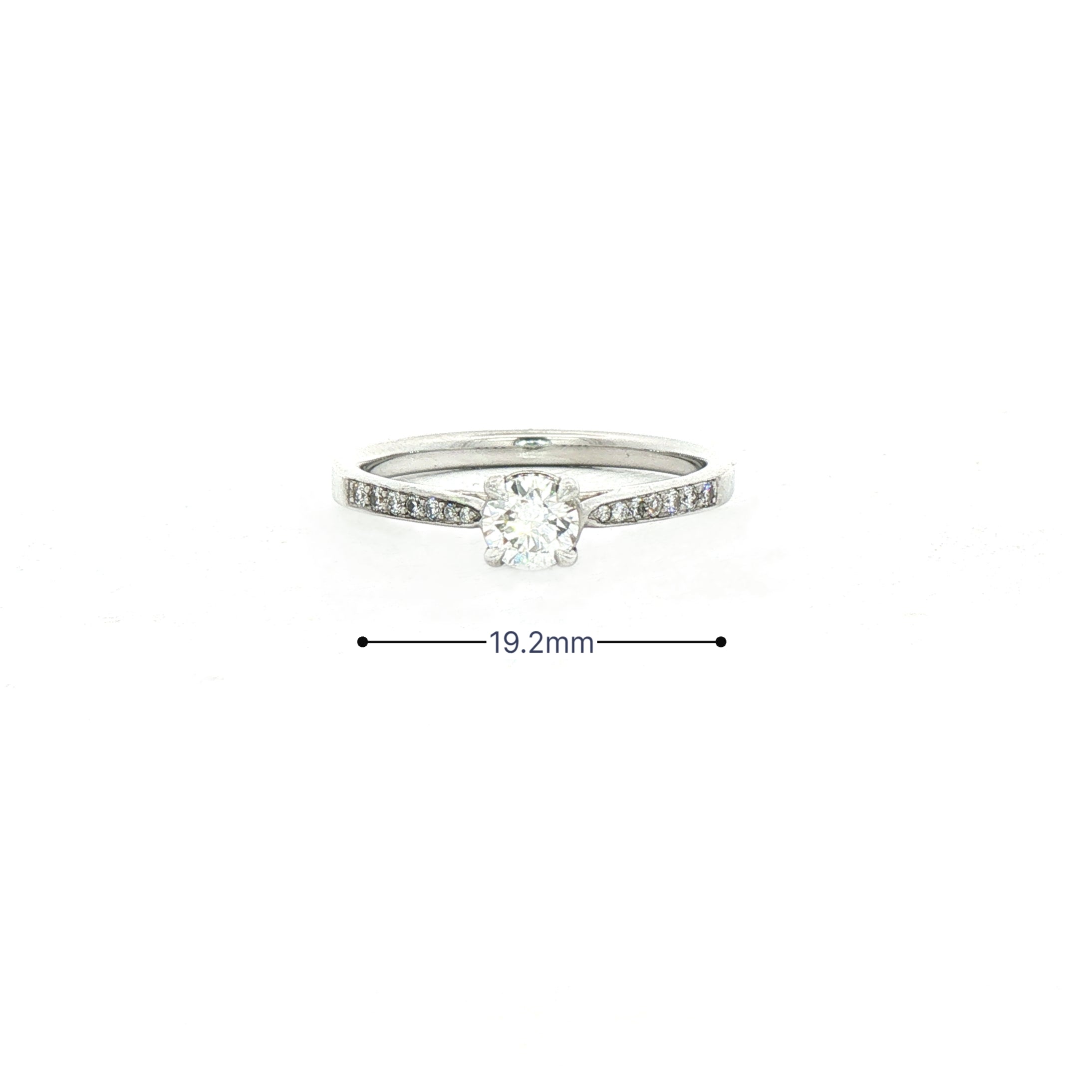 Round Brilliant Cut Natural Diamond Engagement Ring with 18ct White Gold Pavé Shoulders