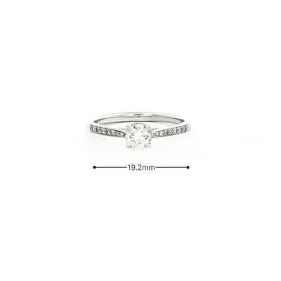 Round Brilliant Cut Natural Diamond Engagement Ring with 18ct White Gold Pavé Shoulders