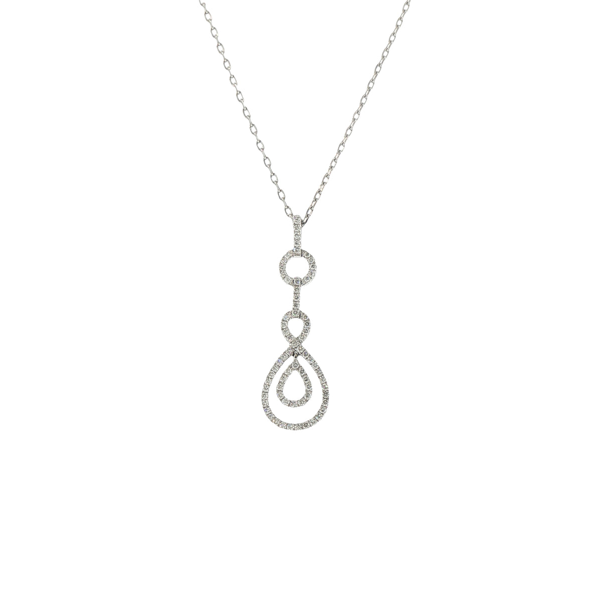 Vintage 0.50ct Emerald and Pear Silhouette Natural Diamond Pendant in 18ct White Gold