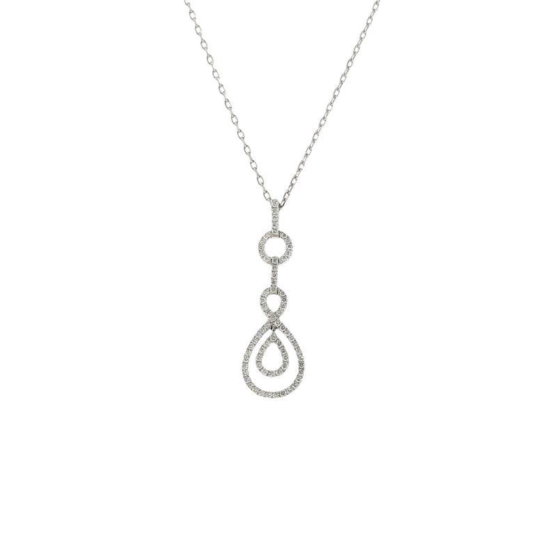 Vintage 0.50ct Emerald and Pear Silhouette Natural Diamond Pendant in 18ct White Gold