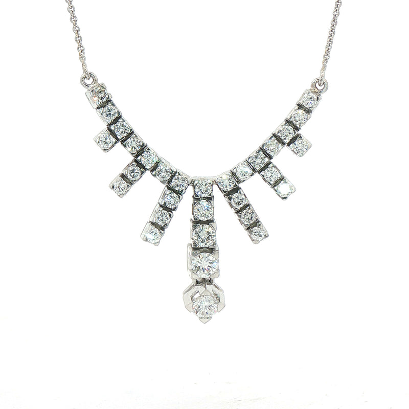 2.25ct Natural Diamond Fringe Necklet on Chain in 18ct White Gold
