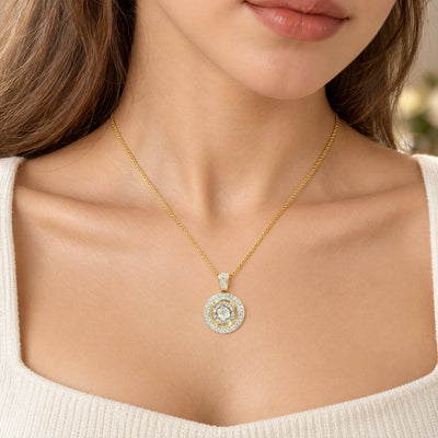 Vintage Round Natural Diamond Pendant in 18ct Yellow Gold