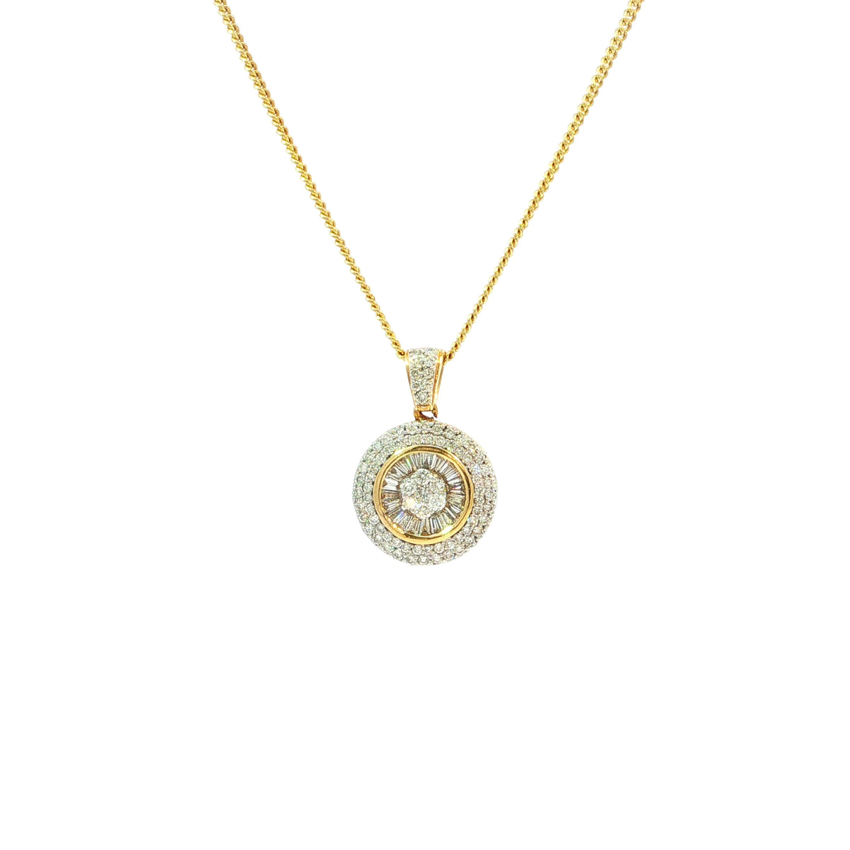 Vintage Round Natural Diamond Pendant in 18ct Yellow Gold