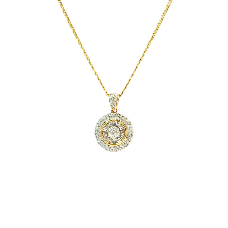 Vintage Round Natural Diamond Pendant in 18ct Yellow Gold