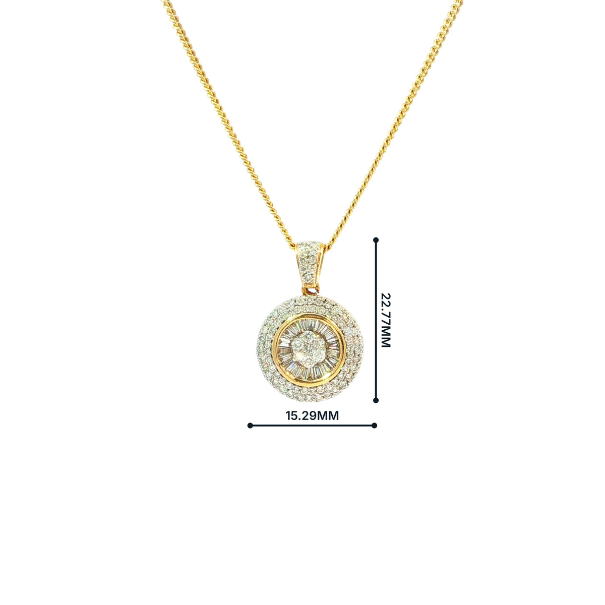 Vintage Round Natural Diamond Pendant in 18ct Yellow Gold