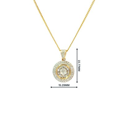 Vintage Round Natural Diamond Pendant in 18ct Yellow Gold