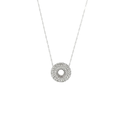 Vintage Circle Natural Diamond Pendant and Trace Chain in 14ct White Gold