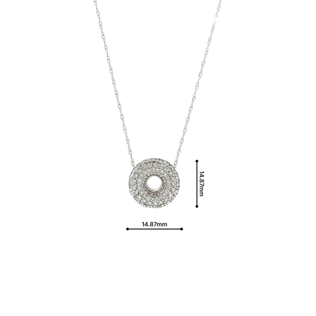 Vintage Circle Natural Diamond Pendant and Trace Chain in 14ct White Gold