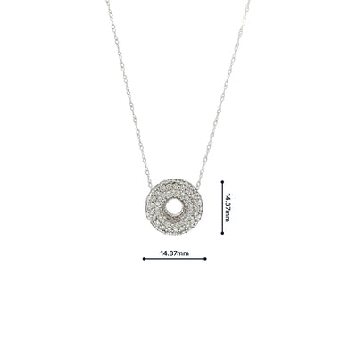 Vintage Circle Natural Diamond Pendant and Trace Chain in 14ct White Gold