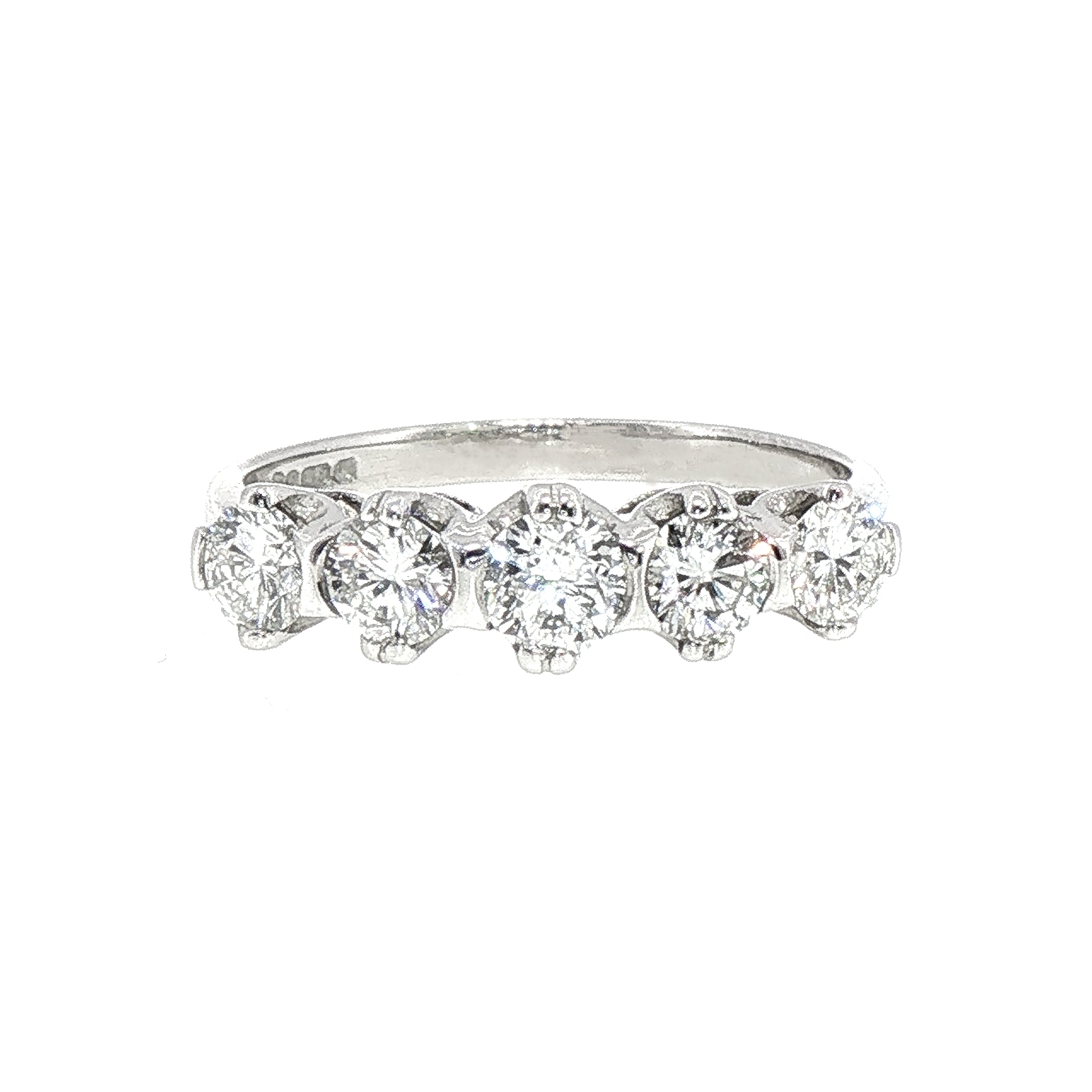 1.01ct D VS Five Stone Round Cut Natural Diamond Set in 18ct Yellow Gold