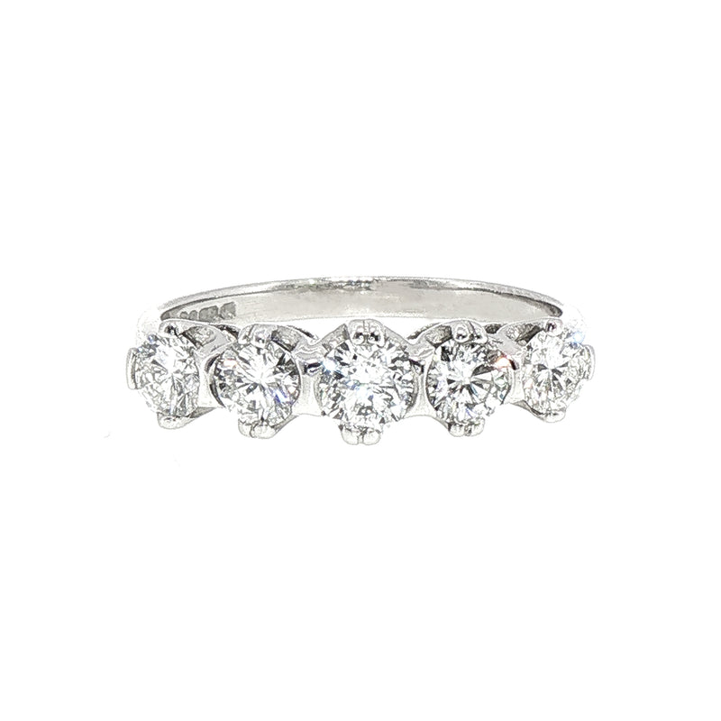 1.01ct D VS Five Stone Round Cut Natural Diamond Set in 18ct Yellow Gold