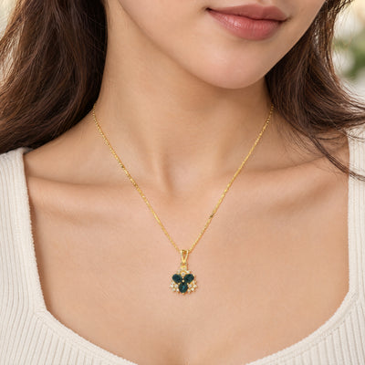 Vintage Sapphire and Natural Diamond Cluster Pendant in 14ct Yellow Gold