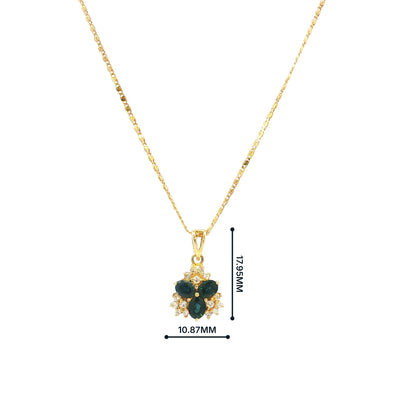 Vintage Sapphire and Natural Diamond Cluster Pendant in 14ct Yellow Gold