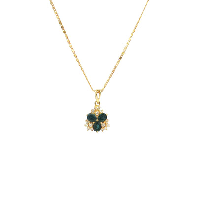 Vintage Sapphire and Natural Diamond Cluster Pendant in 14ct Yellow Gold