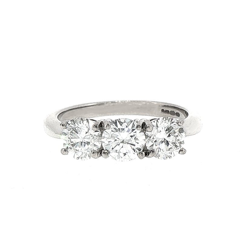 1.65ct G VS 3 Stone Natural Diamond Ring Set in Platinum