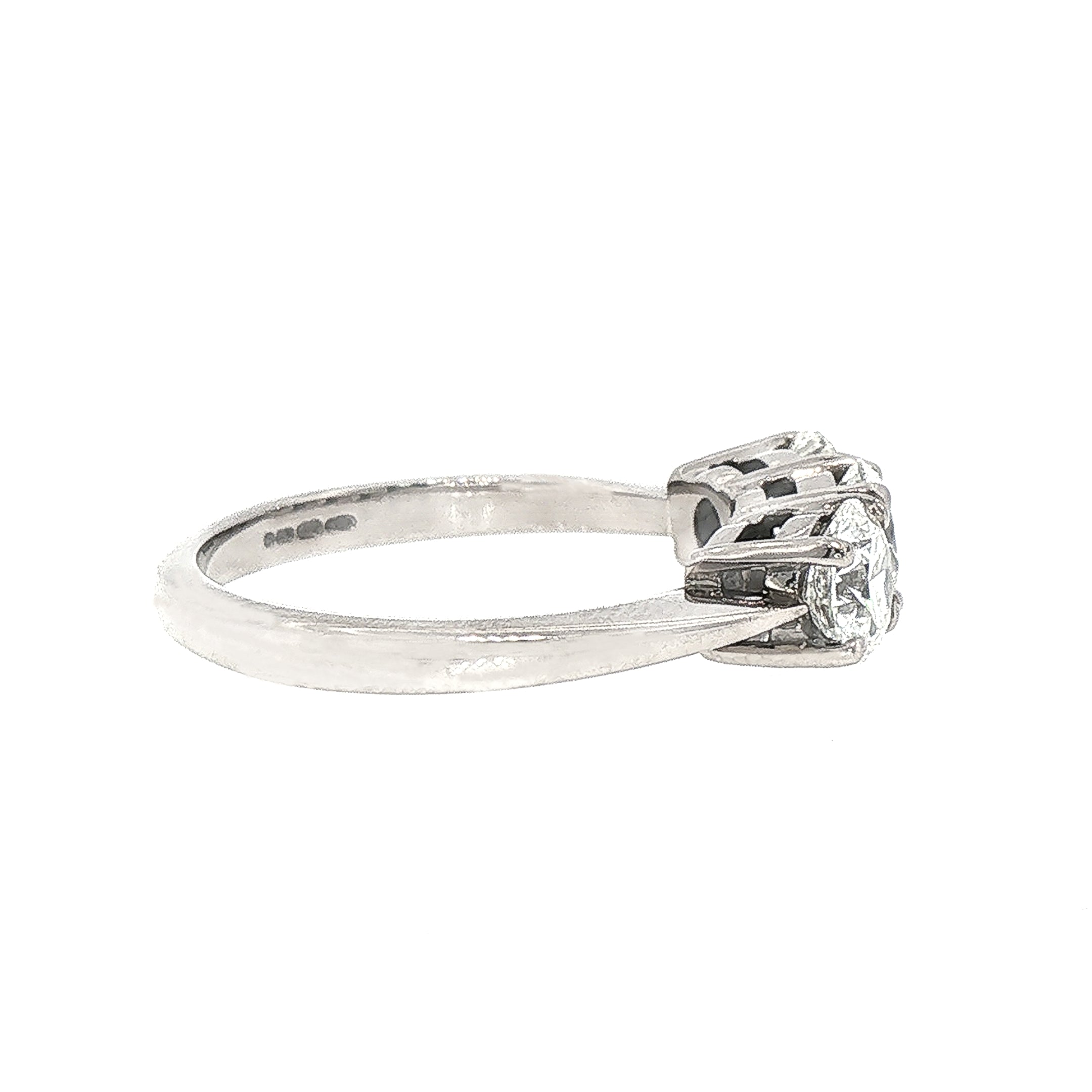 1.65ct G VS 3 Stone Natural Diamond Ring Set in Platinum