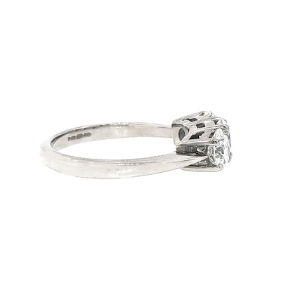 1.65ct G VS 3 Stone Natural Diamond Ring Set in Platinum