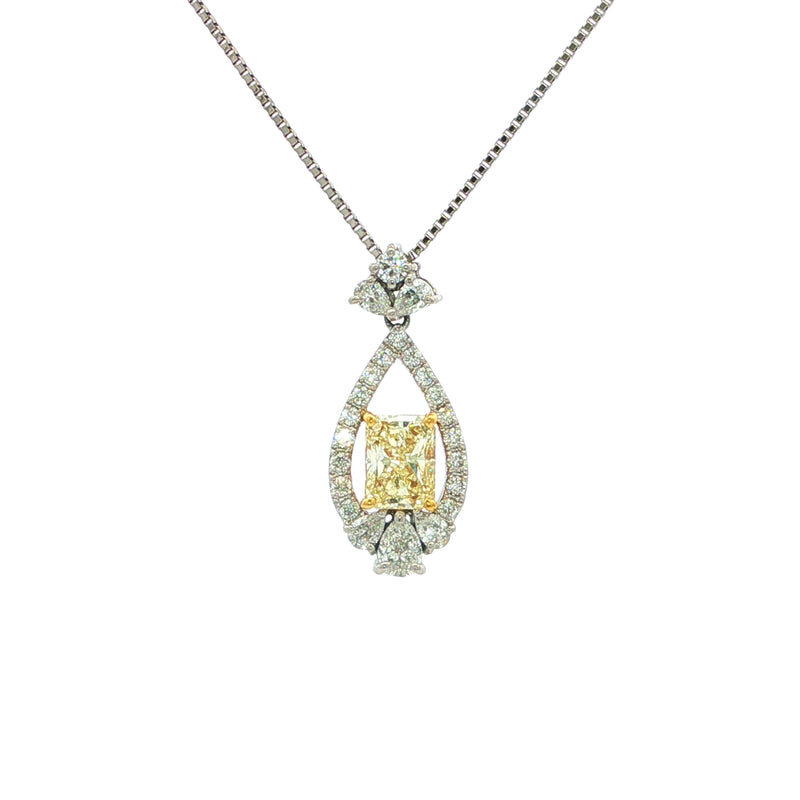 Natural Yellow Diamond Pendant Set In 18ct White Gold