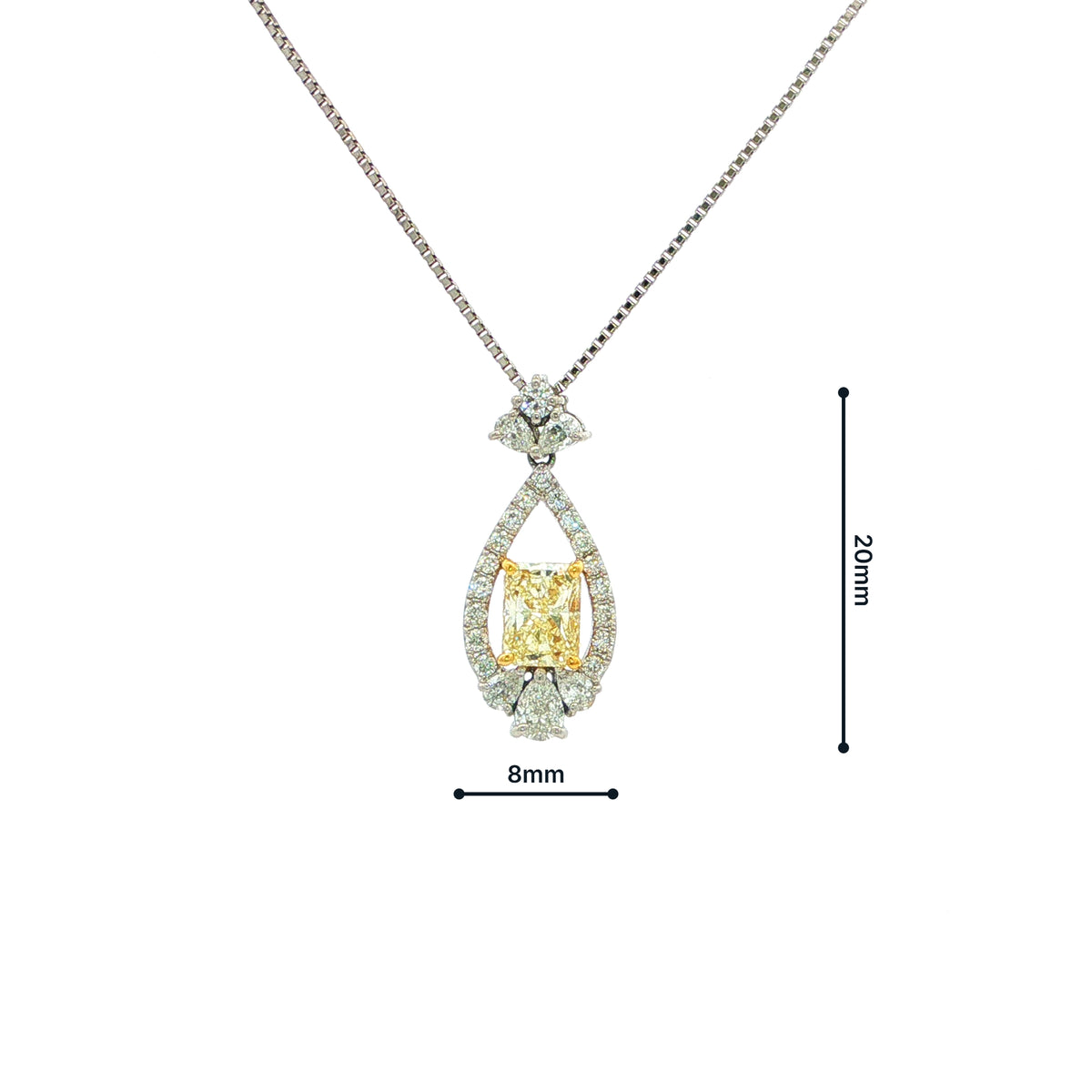 Natural Yellow Diamond Pendant Set In 18ct White Gold