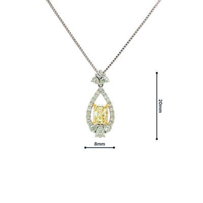 Natural Yellow Diamond Pendant Set In 18ct White Gold