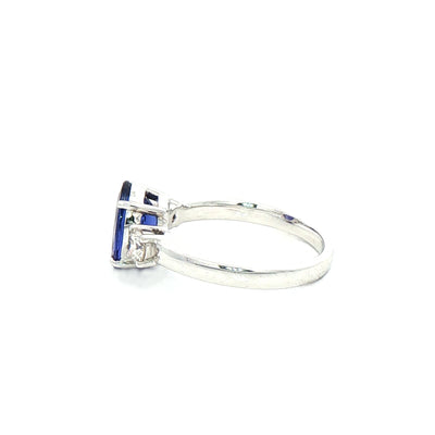 2.60ct Oval Tanzanite & 0.45ct Natural Diamond Round Cut Sides in 18ct White Gold