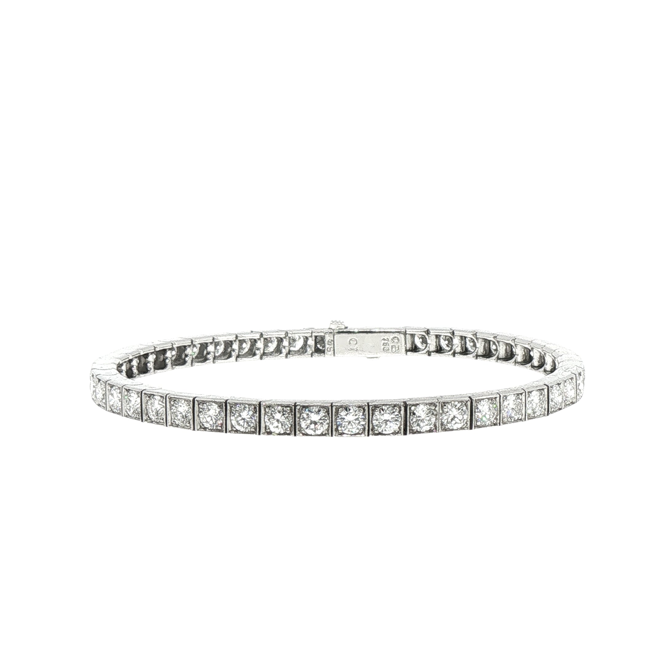 18ct White Gold Natural Diamond Box Set Line Bracelet