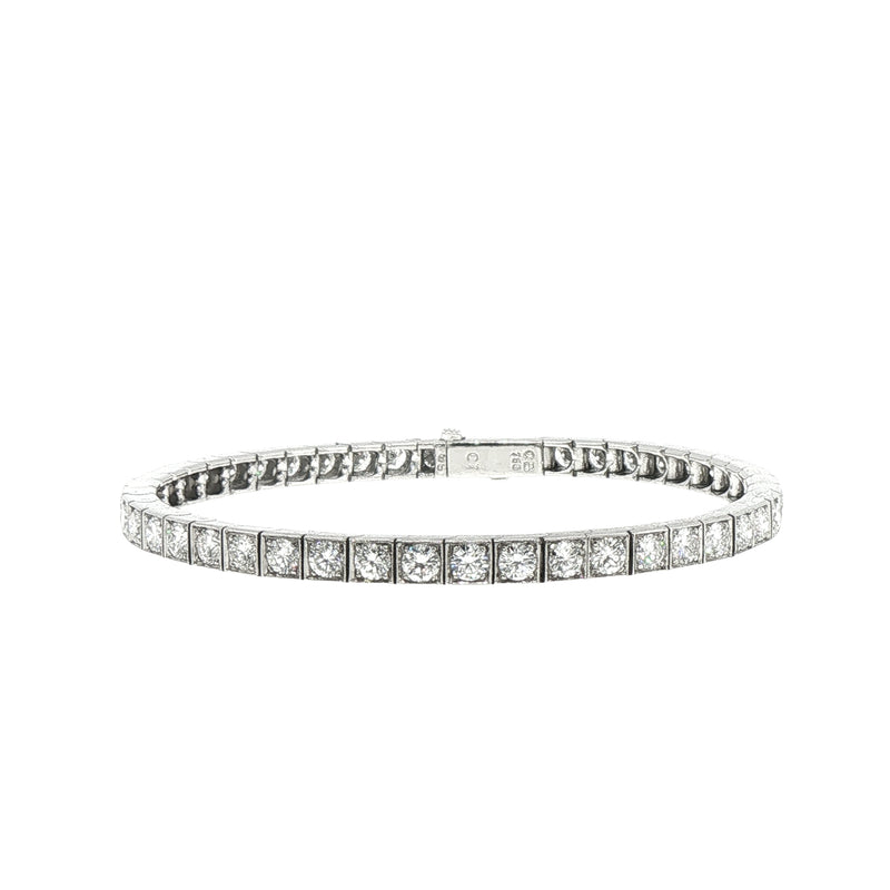 18ct White Gold Natural Diamond Box Set Line Bracelet