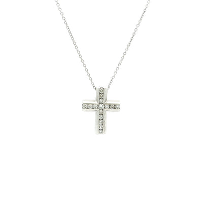 Vintage 0.40ct Natural Diamond Cross Pendant in 18ct White Gold