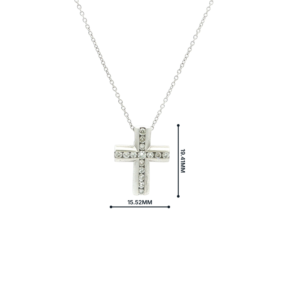 Vintage 0.40ct Natural Diamond Cross Pendant in 18ct White Gold