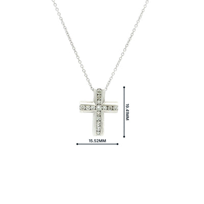 Vintage 0.40ct Natural Diamond Cross Pendant in 18ct White Gold