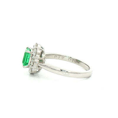 0.72ct Emerald & Natural Diamond Cluster 0.78ct in Platinum