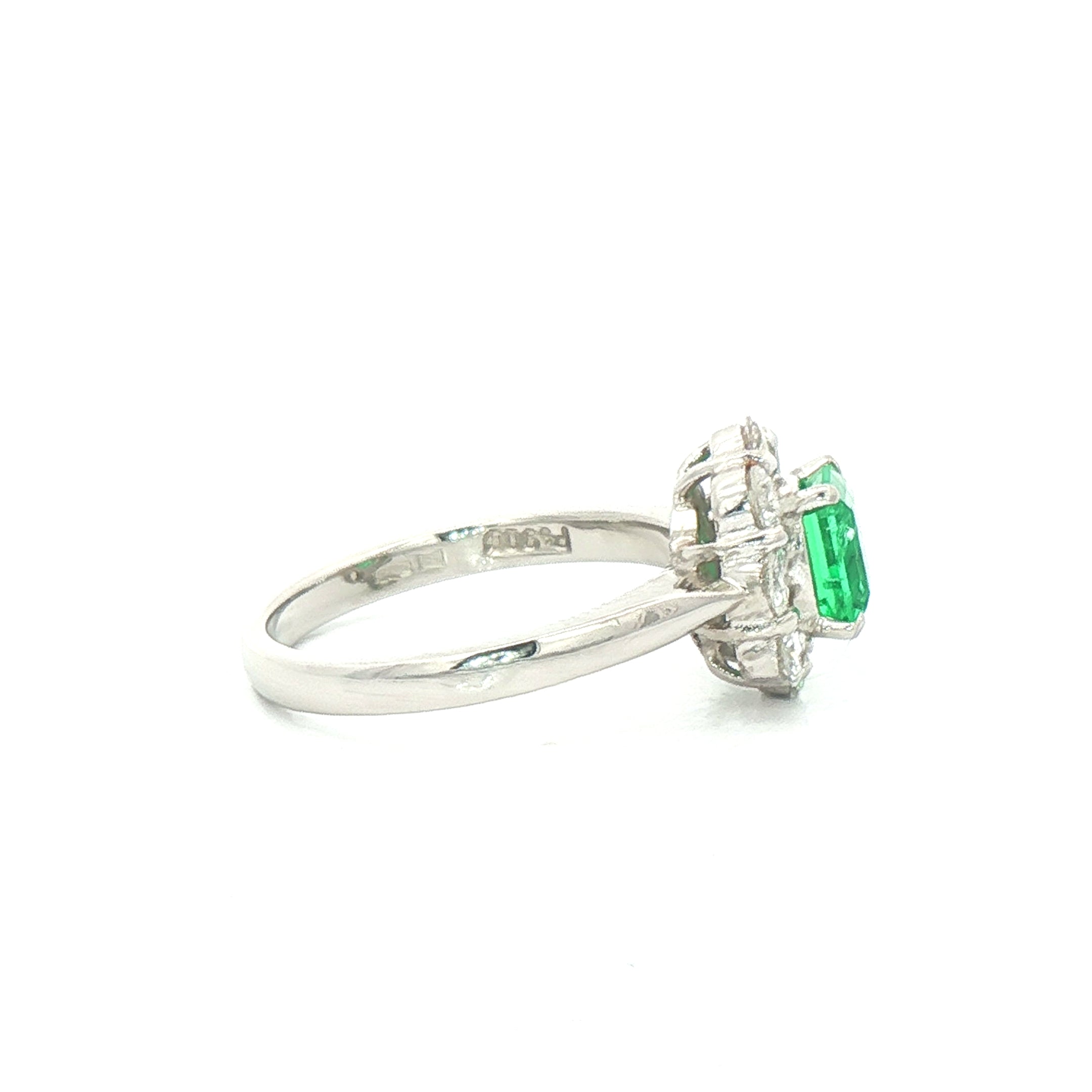 0.72ct Emerald & Natural Diamond Cluster 0.78ct in Platinum