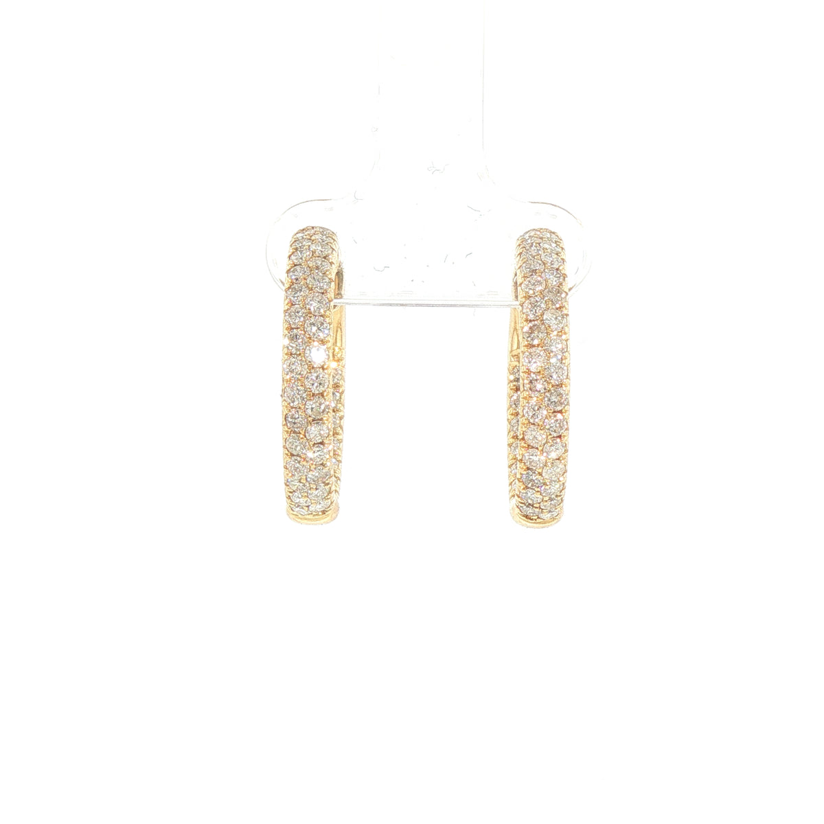 2.05ct Round Cut 2 Row Natural Diamond Inside & Outside Hoops in 14ct Yellow Gold