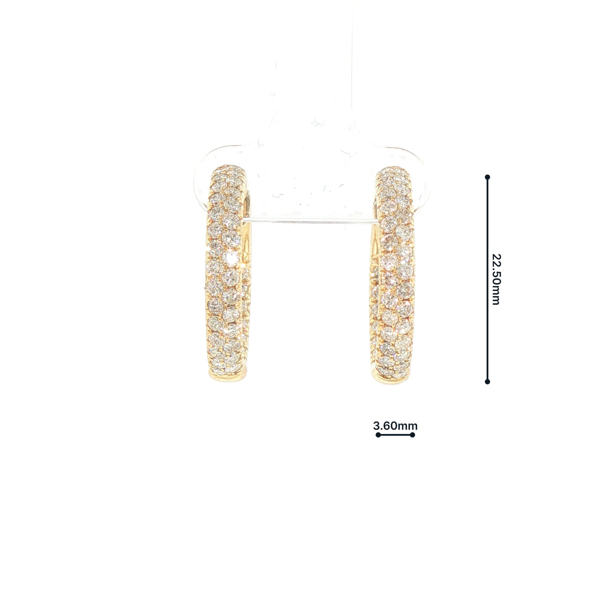 2.05ct Round Cut 2 Row Natural Diamond Inside & Outside Hoops in 14ct Yellow Gold