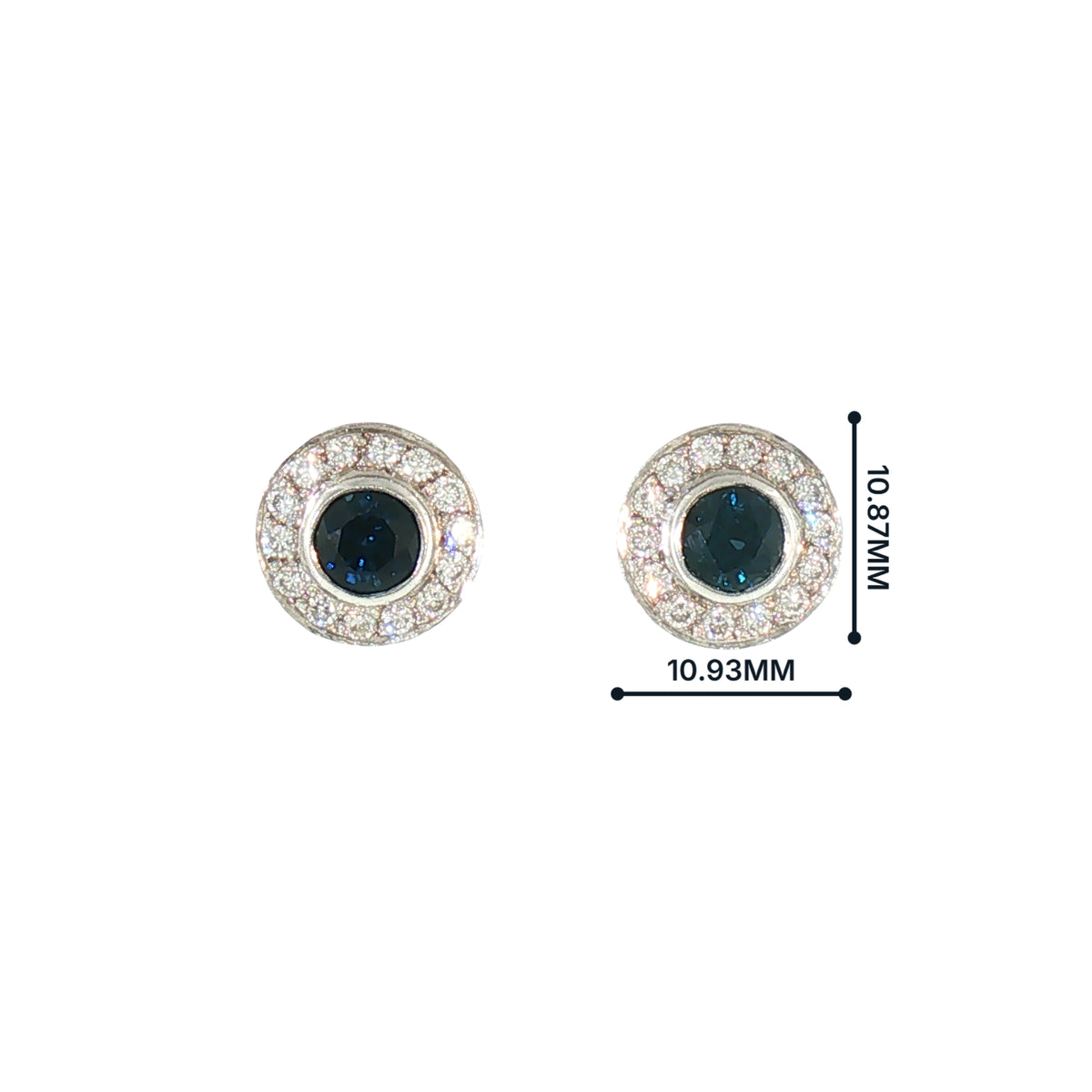 Vintage Sapphire and Natural Diamond Cluster Earrings in 18ct White Gold