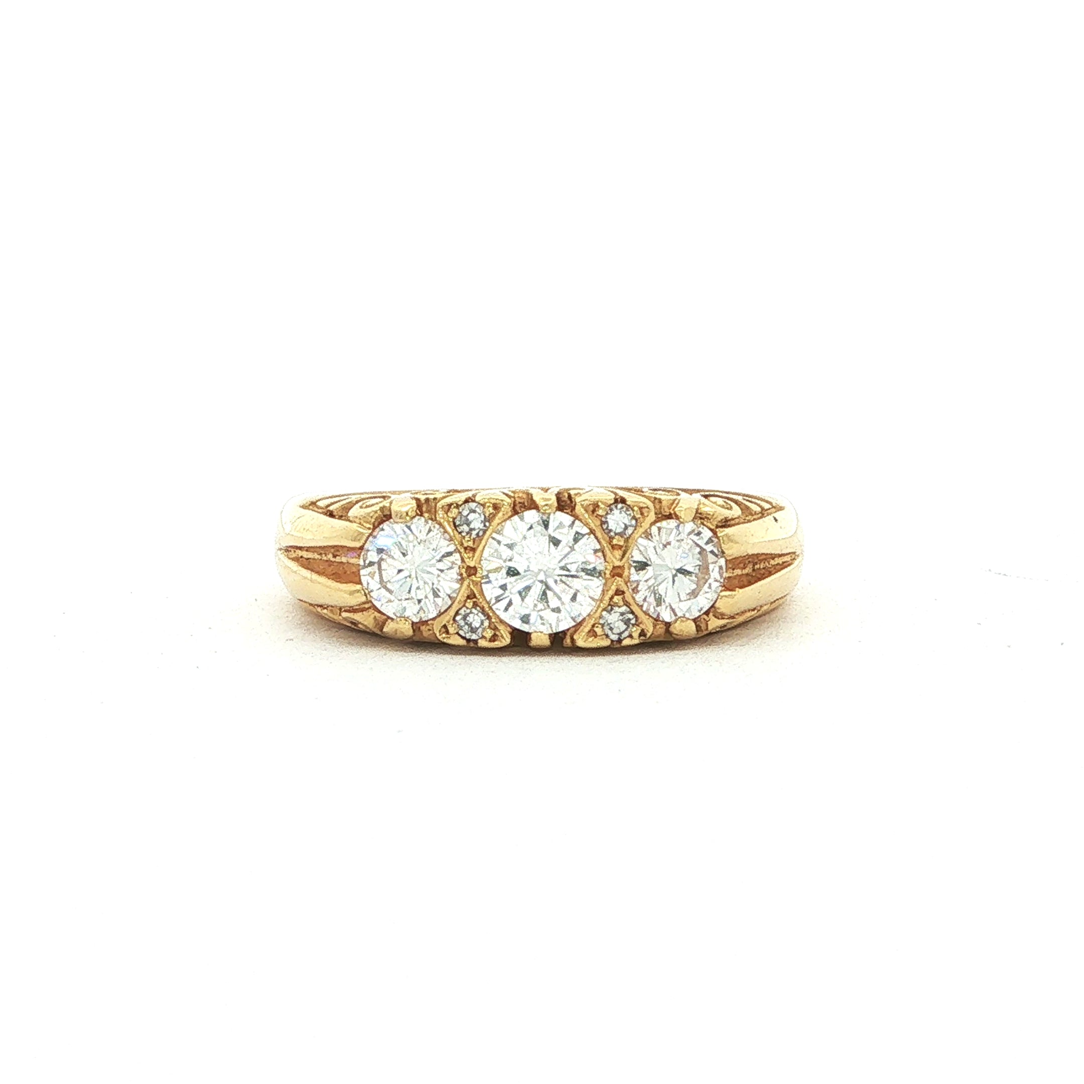 0.70ct Brilliant Cut Natural Three Stone Diamond Ring Set In 18ct Yellow Gold