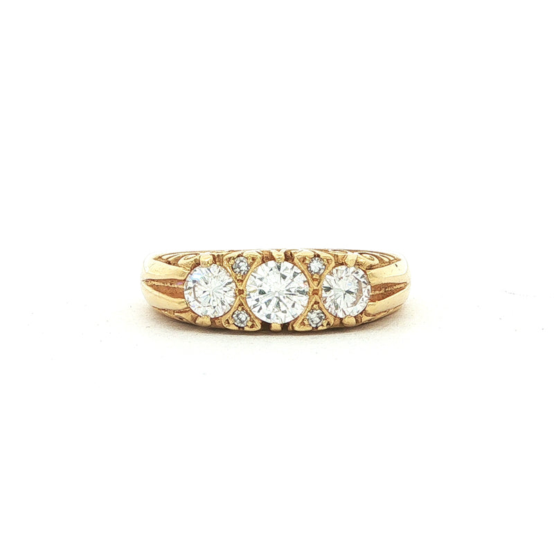0.70ct Brilliant Cut Natural Three Stone Diamond Ring Set In 18ct Yellow Gold