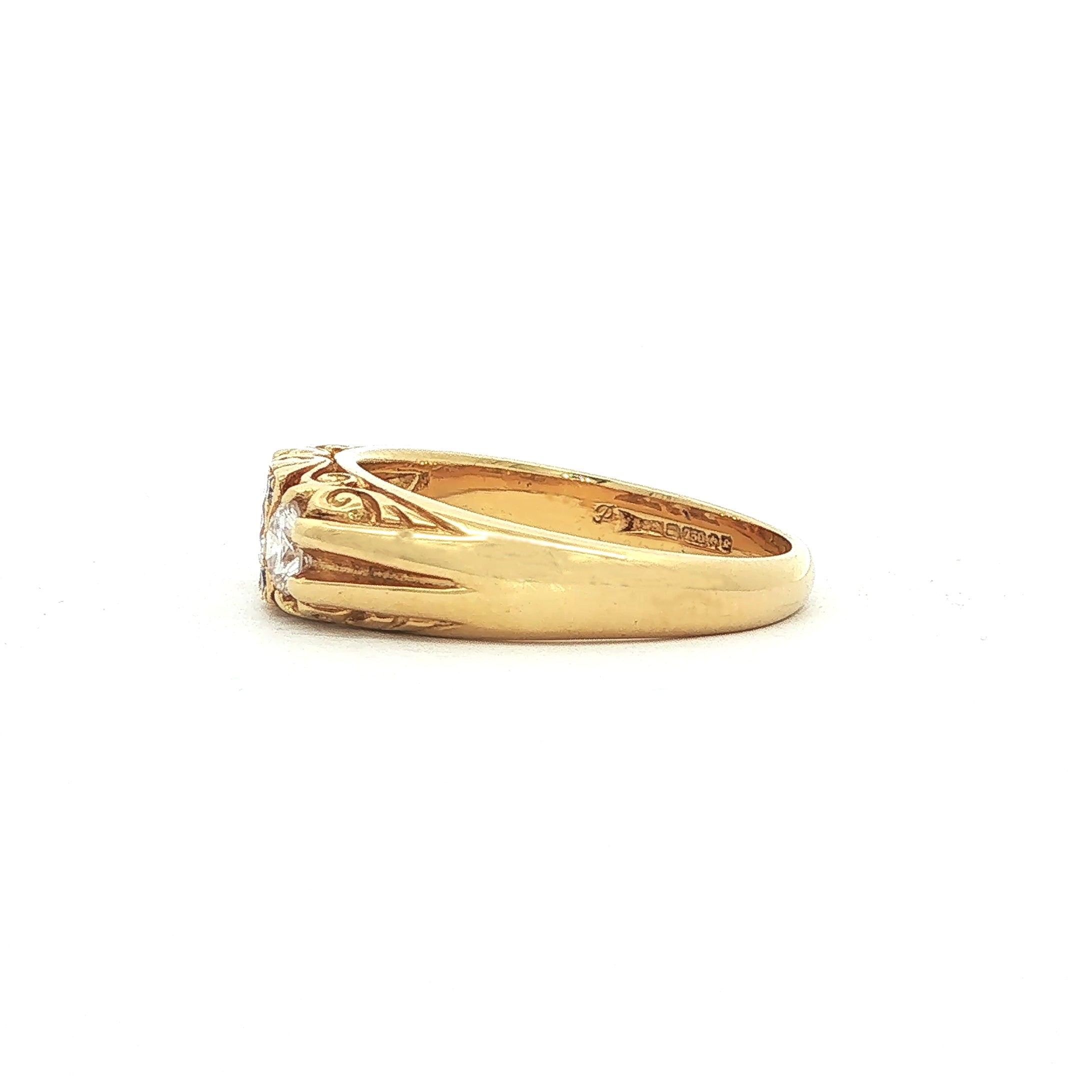 0.70ct Brilliant Cut Natural Three Stone Diamond Ring Set In 18ct Yellow Gold