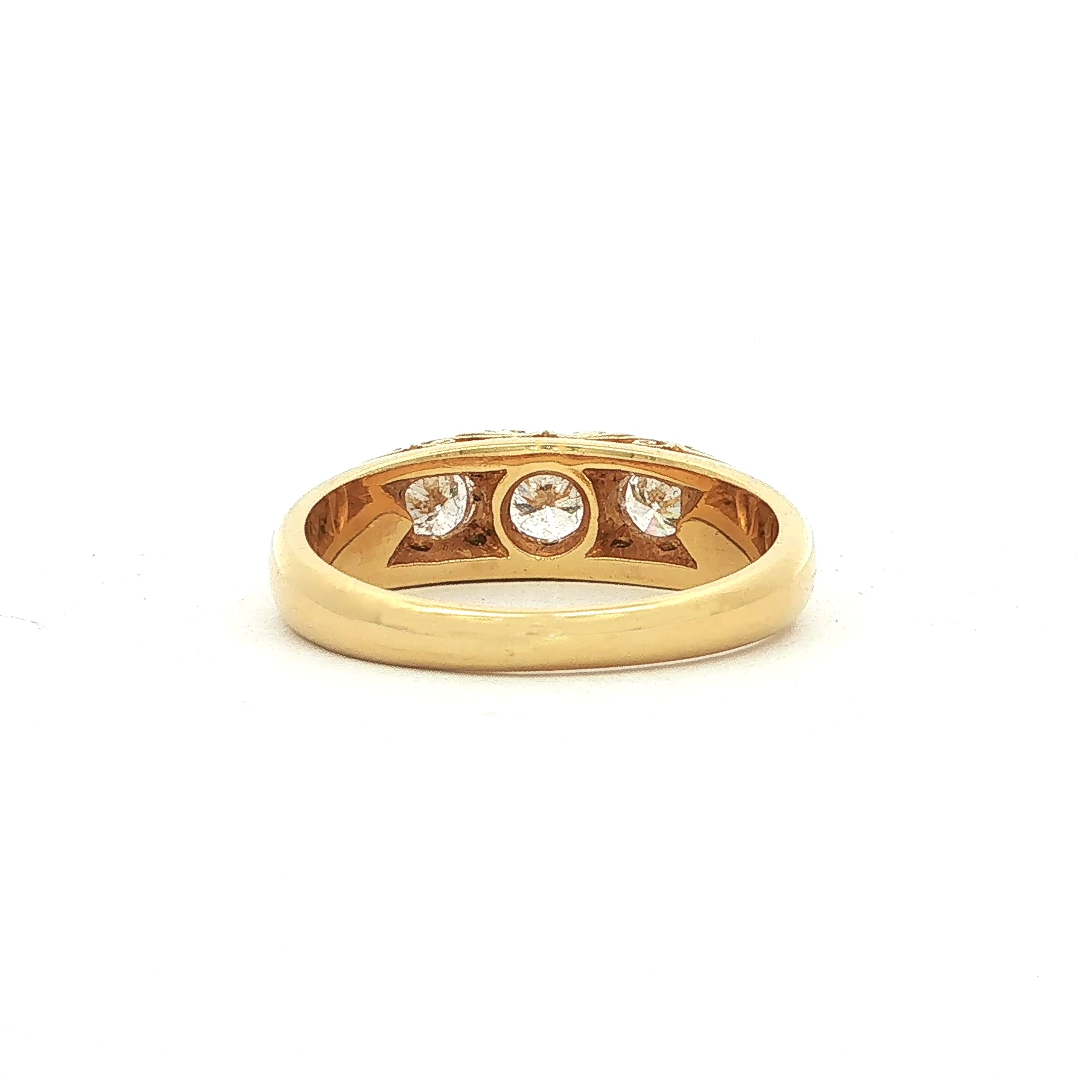 0.70ct Brilliant Cut Natural Three Stone Diamond Ring Set In 18ct Yellow Gold