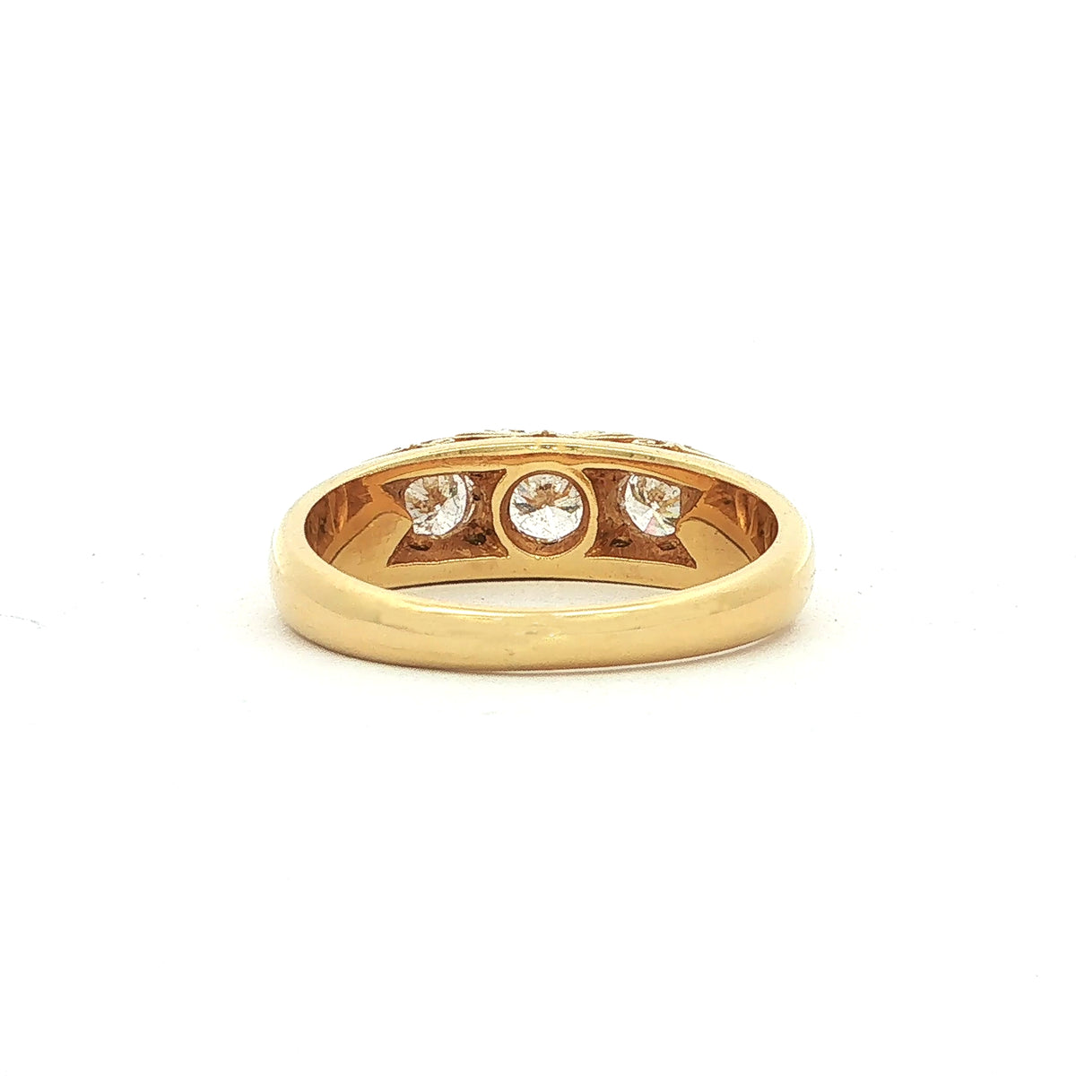 0.70ct Brilliant Cut Natural Three Stone Diamond Ring Set In 18ct Yellow Gold