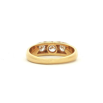 0.70ct Brilliant Cut Natural Three Stone Diamond Ring Set In 18ct Yellow Gold