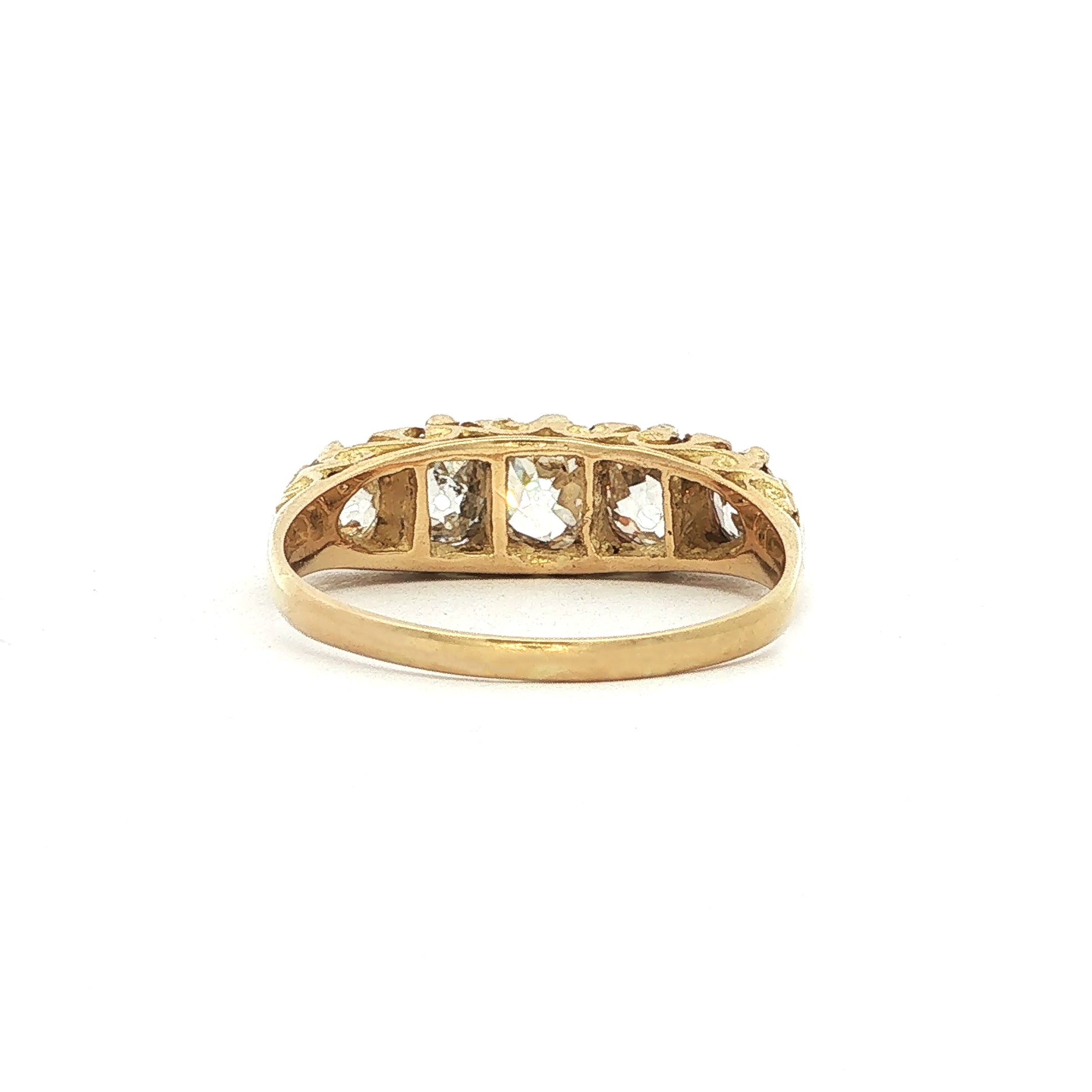 2.35ct Five Stone Vintage Dress Ring Set In 18ct Yellow Gold.