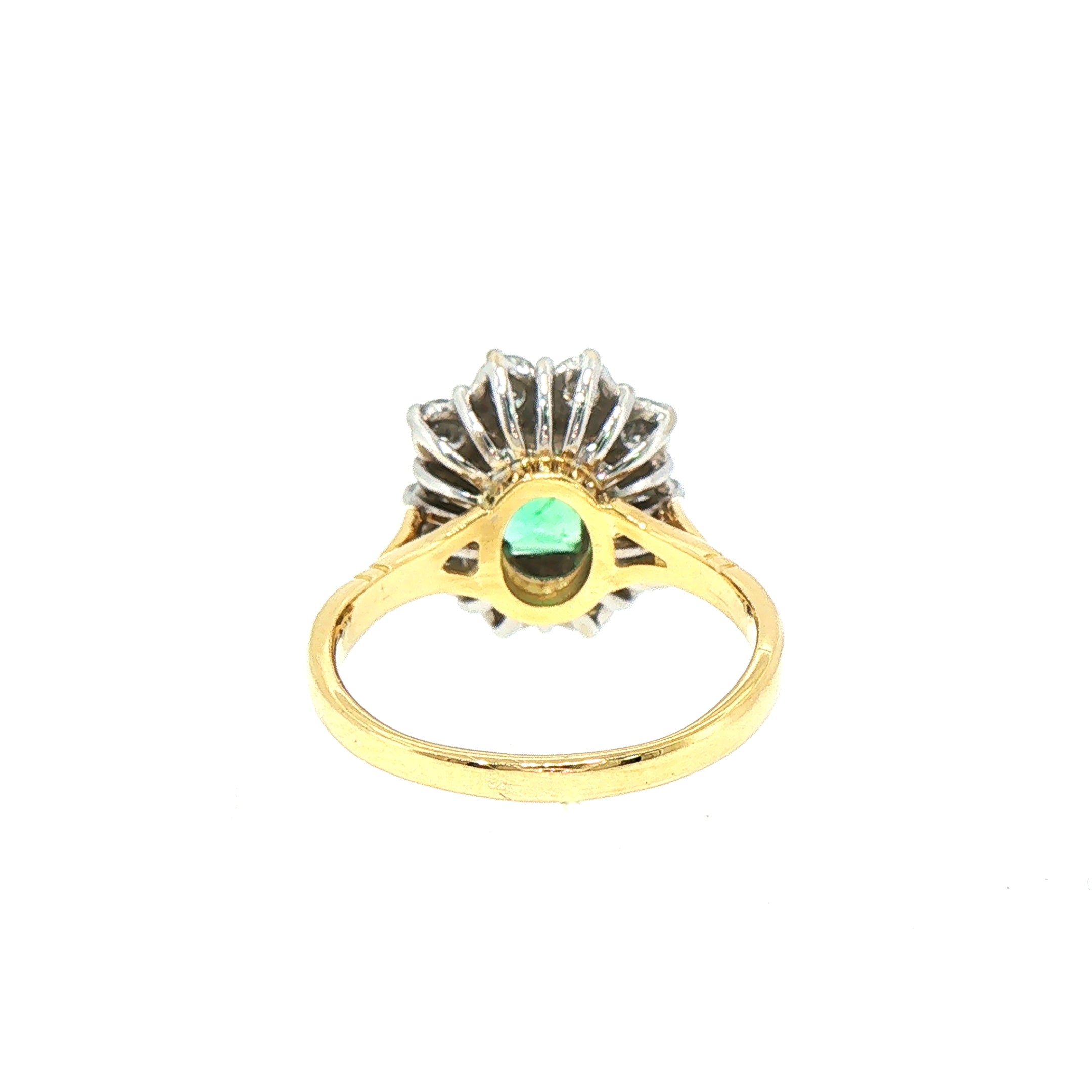 1ct Emerald & 0.45ct Natural Diamond Cluster in 18ct Yellow Gold